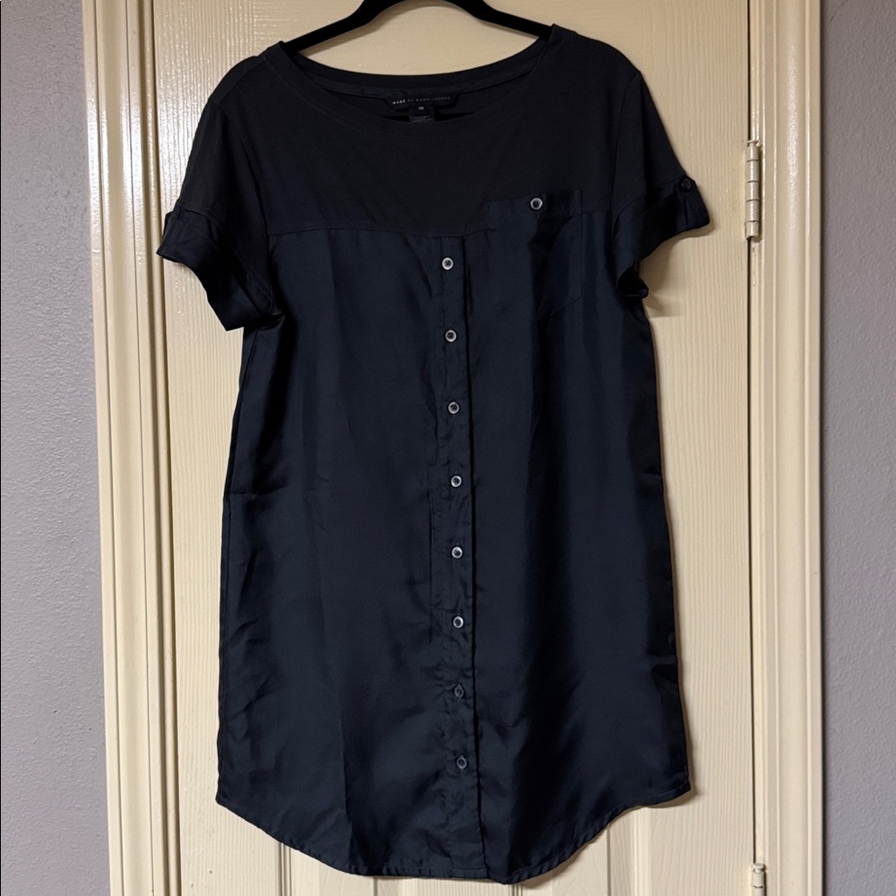 Marc by Marc Jacobs Black Cotton/Silk T-Shirt Mini Dress Size XS